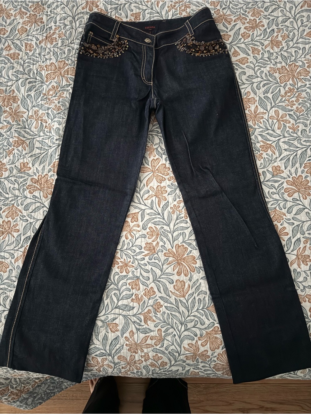 Escada Black Embellished Jeans